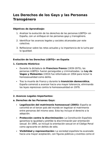 Los Derechos del Colectivo LGBT - A-Level Spanish Lesson