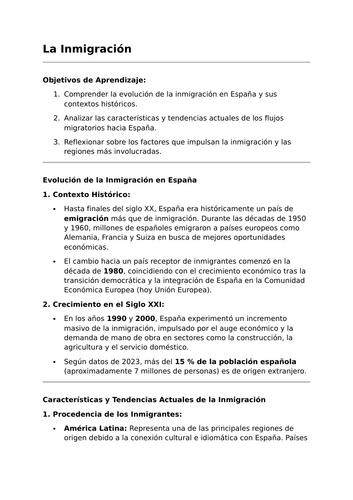 La Inmigración - A-Level Spanish Lesson