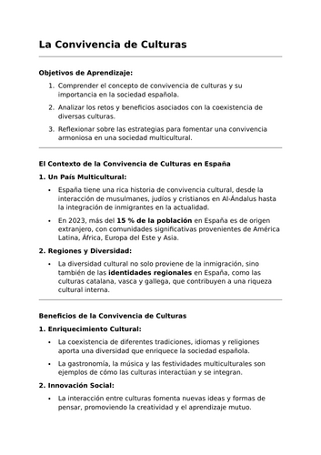 La Convivencia de las Culturas - A-Level Spanish Lesson