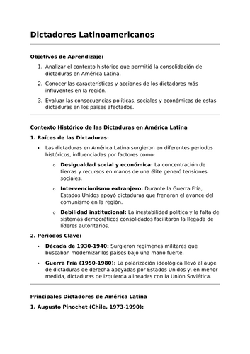 Dictadores Latinoamericanos - A-Level Spanish Lesson