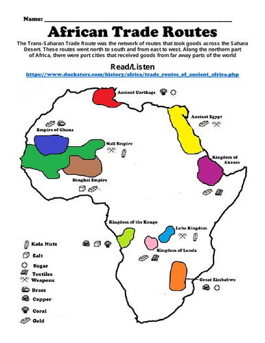 Ancient Africa Mapping Worksheet