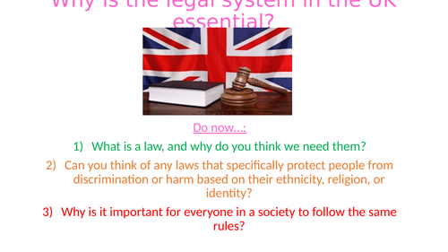 Why is the legal system in the UK essential? PSHE lesson