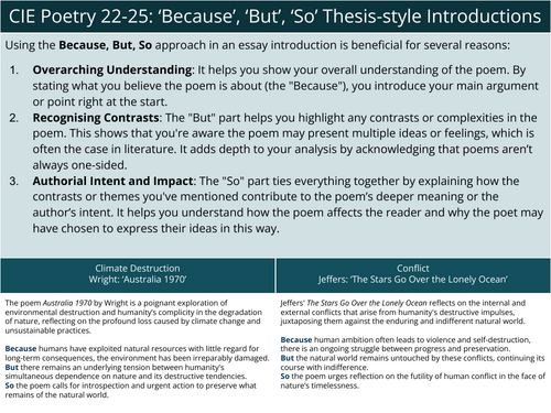 CIE (22-25) Poetry Anthology - Because, But, So Thesis