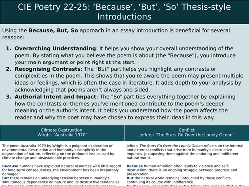CIE (22-25) Poetry Anthology - Because, But, So Thesis