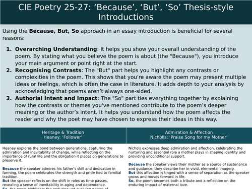 CIE (25-27) Poetry Because, But, So