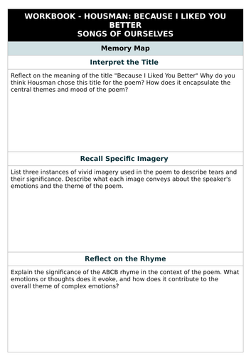 Housman: Because I Liked You Better