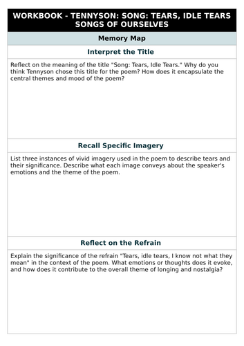 Tennyson - Song: Tears, Idle Tears