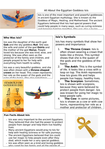 Egyptian Gods fact files