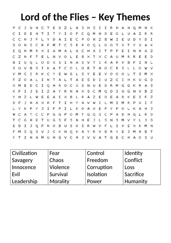 Lord of the Flies Wordsearch