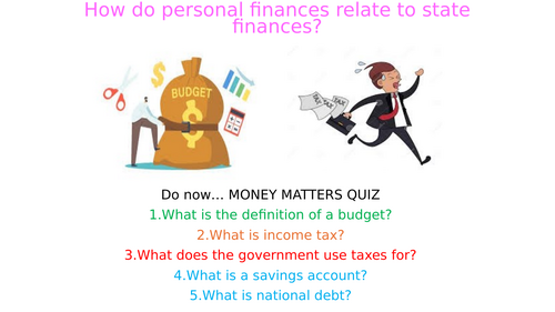 How do personal finances relate to state finances? PSHE lesson