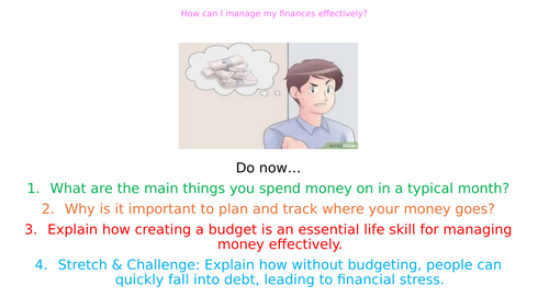 How can I manage my finances effectively? PSHE lesson