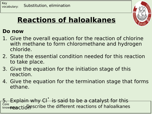 Yr12 Chemistry - Haloalkanes - Substitution or Elimination?