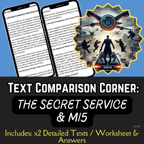 IGCSE & GCSE English on: Secret Service vs. MI5: Compare & Contrast Texts with Worksheet & Answers