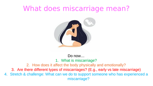 What does miscarriage mean? PSHE lesson