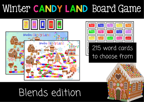 Christmas Candy Land Reading Board Game -  Blends Edition