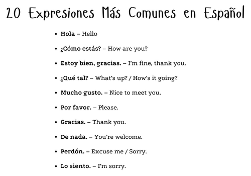 20 most common expressions in spanish