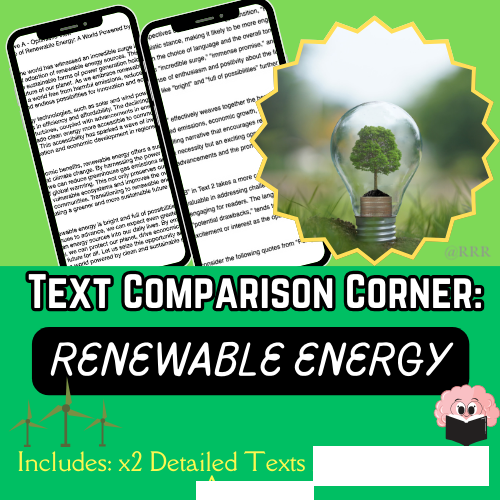 GCSE & IGCSE English on: Renewable Energy: Text Comparison Lesson for English Exams! Kids 12+ in age