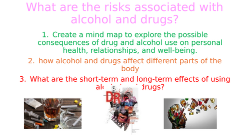 What are the risks associated with alcohol and drugs? PSHE lesson