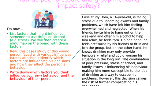 How do peer pressure and group mentality impact safety? PSHE lesson