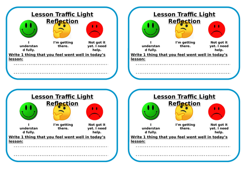 Traffic light self-reflection cards