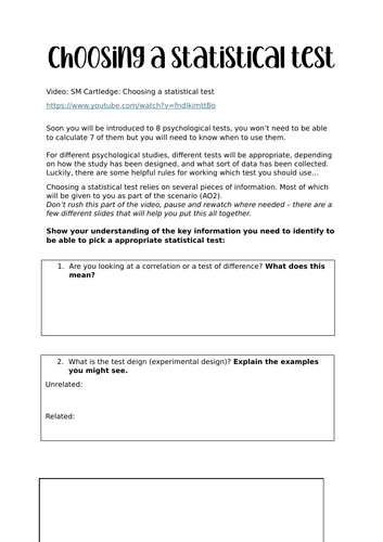 AQA Psychology statistical tests