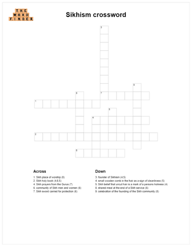 Sikhism Crossword