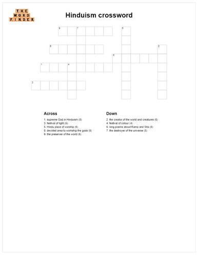 Hinduism Crossword