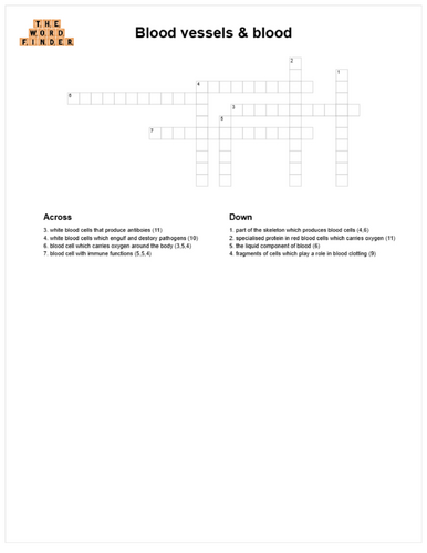 Blood vessels and blood crossword