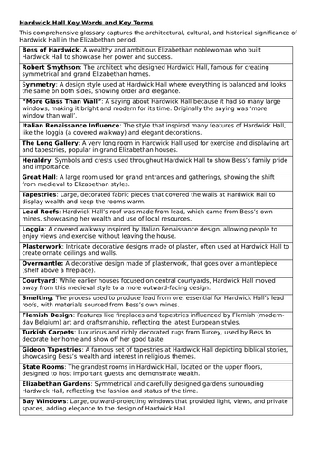 key terms Hardwick Hall AQA