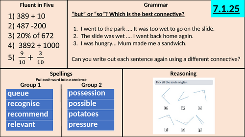 Spring 1 Morning work Year 6 SATs