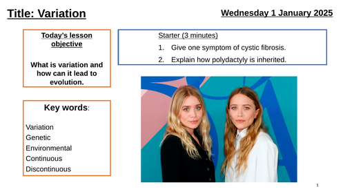 AQA GCSE Biology "Lesson 12 - Variation" (Inheritance, Variation & Evolution Topic)