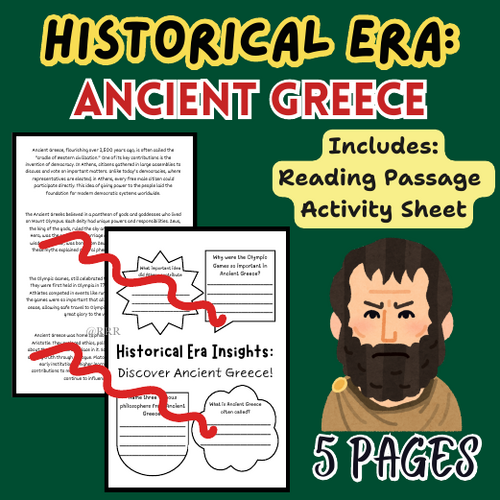 Ancient Greece Uncovered: Engaging Reading Sheet & Writing Activity for Kids