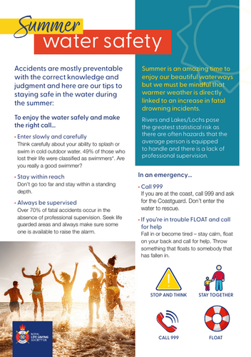 Summer Water Safety Advice Poster