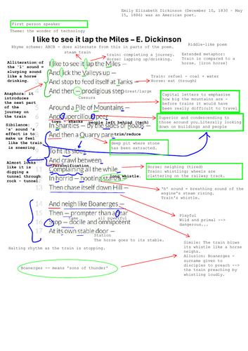 Annotated Version: I like to see it lap the miles by Emily Dickinson