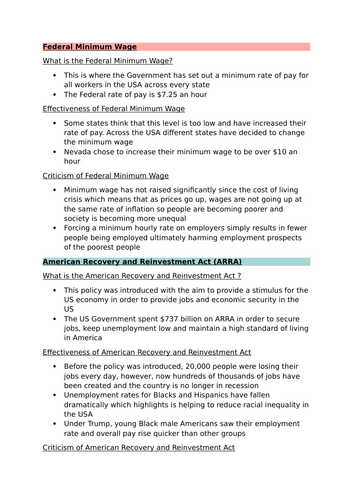 Higher Modern Studies Government Responses to Inequality in the USA