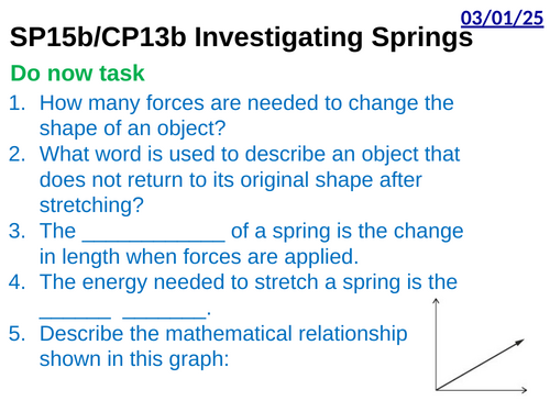 Investigating Springs Core Practical SP15b CP13b EDEXCEL 9-1 GCSE Physics Forces and Matter