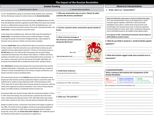 KS3 History -  The global impact of the Russian Revolution