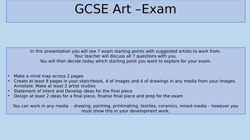 Complete AQA Art Exam Resource 2025