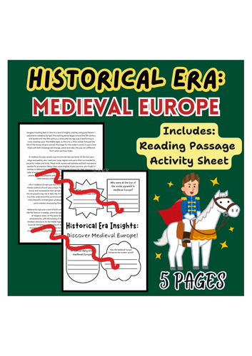 Journey Through Medieval Europe: Engaging Reading Passage & Activity Sheet for Primary School Kids