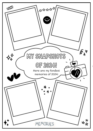 New Year - 2024 Memory Reflection Worksheet