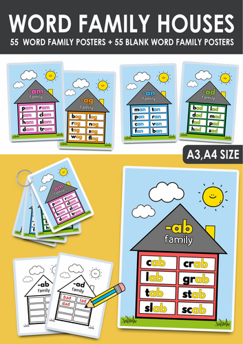 Word Family Houses. Word Family Posters. | Teaching Resources