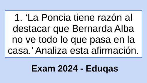 La Casa de Bernarda Alba- Scaffolded essay plan and writing framework 2 - Bernarda_Blind_Exam 2024