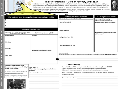 Edexcel Germany - Stresemann & German Recovery (1923-29) A3 Revision