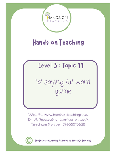 Hands on Teaching Level 3 Topic 11 London Words Game