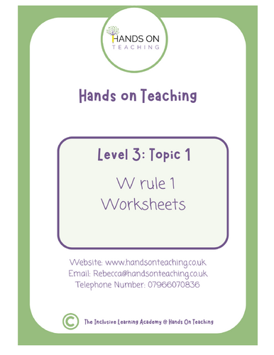 Hands on Teaching Topic 1 Multisensory W Rule 1 Words Worksheets