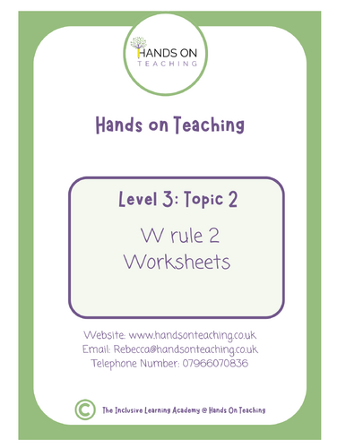 Hands on Teaching Topic 2 Multisensory W Rule 2 Words Worksheets