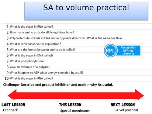 SA and volume practical- A-level Biology OCR A (Module 3)