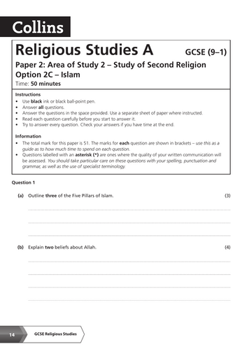 GCSE Study of Second Religion Option 2C – Islam