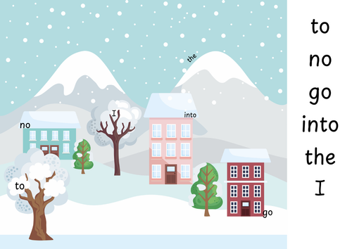 Find the tricky words - winter scene.