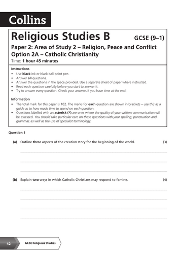 GCSE  Religion, Peace and ConflictCatholic Christianit